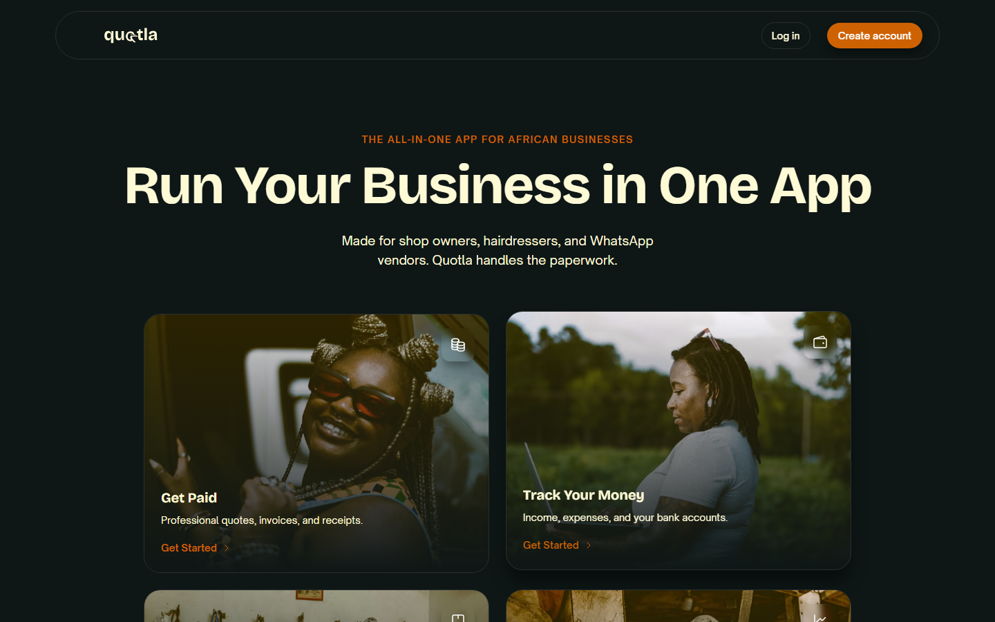 Quotla product landing page